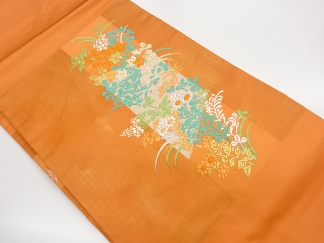 JAPANESE NAGOYA OBI / WOVEN AUTUMN FLOWERS